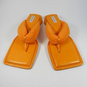 MIISTA Anais Square Toe Slip on Sandals Size 39 8.5 Low Heel Orange NEW $375